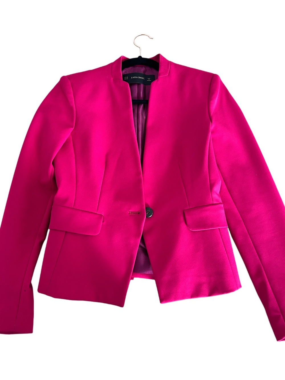 Zara Hot Pink Tailored Single-Button Blazer